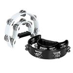 GOYADA 2 PCS Half Moon Tambourine, Plastic Black and White Tambourine, Double Row 40 Metal Jingles Bell Tambourine, Musical Percussion Tambourines for KTV, Party, Musicians, Singers, Music Classes