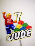 Bricks Birthday 3D Inspired Cake Topper add Name and add Age