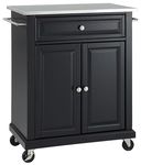 Crosley Furniture Cuisine Kitchen Island with Stainless Steel Top - Black