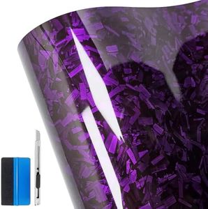 LZLRUN Forged Gloss Carbon Fiber Vinyl Wrap Roll Air Release Sticker Sheet Film DIY Decal Car Auto Vehicle Morotcycle Self Adhesive (1ft x 5ft, Purple)