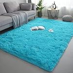 Vafodo 8X10 Feet Teal Shaggy Area Rugs for Bedroom Living Room Ultra Soft Fluffy Throw Carpets for Girls Boys Kids Play Room Modern Home Decor Soft Fluffy Rugs