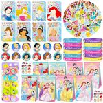 Princess Party Bag Fillers - 108 Pcs Princess Party Favours Party Bags Bags Stickers, Seal, Brooch, Bracelets DIY Stickers Precious Goodie Bags Perfect For Girls Kids Birthday Party Supplies.