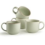 Maison Neuve Riverside Collection 4-Piece Mug Set - Hand Crafted Ceramic Stoneware Mug Set, Modern Dining Mugs - Large & Multipurpose Shape Mugs, Microwave & Dishwasher Safe - Sage Green, 19 Oz.