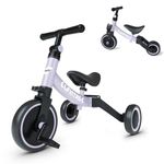 besrey 5 in 1 Toddler Bike for 10 Month to 4 Years Old Kids, Toddler Tricycle Kids Trikes Tricycle, Gift & Toys for Boy & Girl, Balance Training, Removable Pedals (Light Purple)