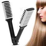 Straightening Comb Double Sided Hair Brush, Boar Bristles Clamp Hair Brush Temperature Resistance, Hair Styling Brush Dual Sided Clamp Comb, Flat Iron Hair Brush Comb for Barber Home