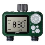 Geevon Sprinkler Timer with Brass Inlet Metal Thread,Programmable Water Timer with Rain Delay,Smart Hose Faucet Timer for Garden,RV Water Tank Filling, Lawn Sprinkler and Nozzle Sprayer, 2 Zone