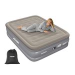 ADABT Luxury King Inflatable Air Mattress | Air Bed with Built-in Electric Pump & Flocked Surface | Self-Inflation Blow up bed | Puncture Resistant Air Bed for Home Camping Guests 203x152x46cm