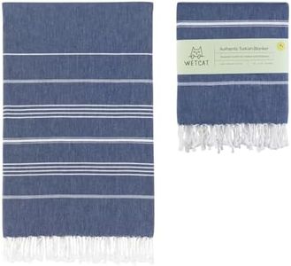 WETCAT Turkish Beach Blanket Sandproof (82"x82") 100% Turkish Cotton, Made in Turkey - Sand Free, Ultra Soft, Extra Large Throw for Picnic – Dark Blue