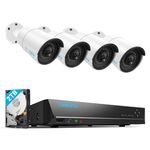 Reolink 4K 8CH NVR CCTV Camera System, 4X 5MP Security Camera Outdoor with Person Vehicle Detection, 2TB HDD for 24/7 Recording, UHD PoE IP Cameras Night Vision Audio Email App Alerts, RLK8-410B4-5MP