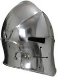 NauticalMart Visored Barbuta Helmet Armor Silver