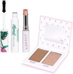 Petite ’n Pretty GLOW Makeup Set for Kids, Tweens and Teens - Includes Cheek & Highlighter Duo, Gloss Lip Balm, and Fully Feathered Volumizing Mascara - Clean Makeup, Made in the USA