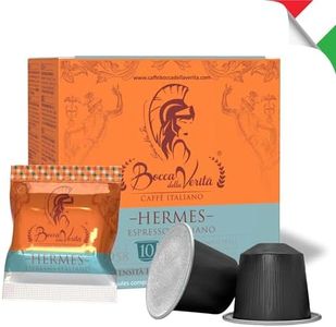 BOCCA DELLA VERITA® - Caja de 10 Cápsulas de Café Italiano Sabor HERMES Espresso Italiano, Cápsulas Compatibles con Cafetera Nespresso®, 100% Made in Italy