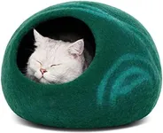 MEOWFIA Cat Cave – Premium Felt Cat Bed for Indoor Cats, Handmade 100% Merino Wool (Dark Shades) (Medium, Emerald)