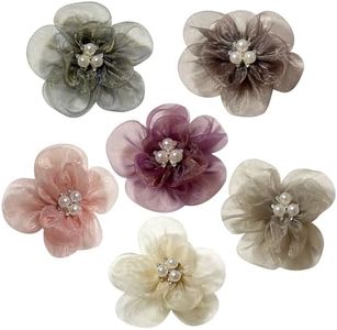 UBQUBQ Pearl Flower Dog Collar Accessories Pack of 6, Decorative Flower Charms for Dog and Cat Collars with Pearls (Style2)