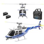 Bell 206 Remote Controlled Helicopter Aircraft Plane Drone RC Heli Single Rotor No Ailerons 6CH 6-Axis Gyroscope Altitude Hovering W/Optical Flow Localization 2Battery for Adults Beginners (Blue ）