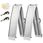 2PCS Foldable Loading Ramp, gardhom 228x30.5cm ATV Motorcycles Loading Ramp with 680KG/Pair Loading Capacity, Portable Folding Aluminum Ramps with Rubber Tipped Fingers for ATV UTV Trucks