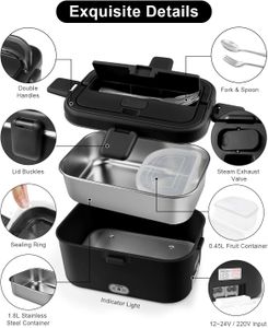 AUTOPkio Electric Lunch Box 1.8L – Portable Food Warmer, Black