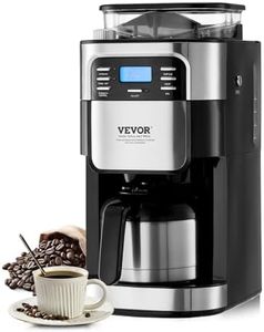 VEVOR Coffee Maker with Grinder, 8 Cup Coffee Machine, Grind and Brew Coffee Maker with 3 Brew Strength Control, 24-Hour Timer for Auto Brew, for Home Office Restaurant