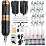 STIGMA Cordless Tattoo Gun Tattoo Kit Complete with Pro Tattoo Pen, 2 Tattoo Batteries, 20 Tattoo Cartridge Needles,Tattoo Ink Color Set, Full Tattoo Accessories STP35TI4002-9