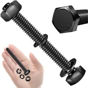 Mywish (5 Sets) 3/8-16 x 3 Hex Head Bolts and Nuts with Flat & Lock Washers, 304 Stainless Steel 18-8, Fully Threaded, Black Oxide Bolt Kit, 3/8 Bolt
