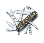 Victorinox Huntsman Swiss Army Knife, Medium, Multi Tool, Camping Knife, 15 Functions, Large Blade, Bottle Opener, Camouflage