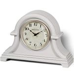 PRESENTIME & Co. Vintage Farmhouse Mantel Clock Series, Napoleon Desk & Shelf Clock, 13 x 10 inch, Domed Lens, Quartz Movement, Gray Cream Finish (Home Decoration/Tabletop Decoration)