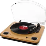 ION Audio Max LP - Vinyl Record Player / Turntable with Built In Speakers, USB Output for Conversion and Three Playback Speeds - Natural Wood Finish