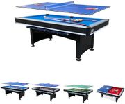 RACK Scorpius 7-Foot Multi Game Billiard/Pool with Table Tennis (Blue Felt with Black Body) - The Ultimate Entertainment for Friends and Family!