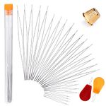 25 Pcs Beading Needles, 6 Size of Stainless Steel Sewing Needles, Big Eye Beading Needles Bead Needles Hand Sewing Needles with Threader and Thimble for Jewelry Making (1.77~5.0inch)