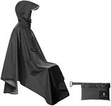 Muti-Use Rain Poncho Bike Adult Rain Coat Waterproof Rain Cape Resuable Full Body Rain Jacket for Cycling Hiking Camping(Black)