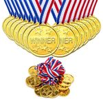 G4GADGET Strong Quality Set of 24 Gold Plastic Winner Medals Necklaces Sports Day Awards Star Classroom kids awards