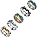 5 PCS Anxiety Ring - Spinner Rings for Women Men Anxiety Relief 6MM Stainless Steel Fidget Rings for Anxiety (10)