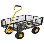 Our Modern Space 900 lbs Capacity Black Heavy Duty Metal Multi-Purpose Garden Tool Cart Wagon Foldable Sides Lawn Utility Cart