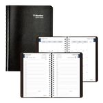 Blueline® Essential Academic Daily/Monthly Planner, August 2024 to July 2025, Twin-Wire Binding, Soft Vicuana Cover, 8" x 5", Black, Bilingual (CA201B.BLK-25)