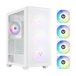 BitFenix Graph Mesh 4 ARGB Fans, High Airflow PC Gaming Case White, GPU Support 355mm, 240 Top/360 Front AIO Support, 4+4 Controller (LED/PWM System) Temper Glass Aura SYNC/Mystic Light/RGB Fusion 2.0