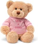 GUND 15419 It's a Girl Message BearStuffed Plush Toy, 30 x 20 x 23cm, Tan