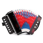 Button Accordion 10 Keys Control Accordion include 3 Air Valve Easy to Play Lightweight Environmentally-friendly Kid Instrument for Early Childhood Development (Black)