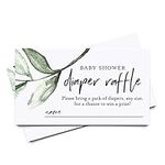 Bliss Collections Diaper Raffle Tickets for Baby Shower, Rustic Greenery Insert Cards, Eucalyptus leaf design for Boy, Girl or Gender Neutral, 50 Pack