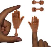 Daily Portable Dark Skin Tone Tiny Finger Hands 2 Pack - Little Finger Puppets, Mini Rubber Flat Hand, Miniature Small Hand Puppet Prank from Tiktok - 1 Left and Right Finger Hands