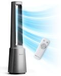 Pro Breeze® 41" Bladeless Tower Fan with Air Purifier - Ultra Quiet Standing Portable Fan with Remote Control, HEPA Filter, LED Display, 10 Fan Speeds, 5 Operation Modes & 75° Oscillation - Silver