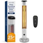 SereneLife Infrared Patio Heater, Electric Patio Heater with Remote Control, 1500 W, Indoor/Outdoor Heaters for Patio, Restaurant, Backyard, Garage, Decks (Silver)