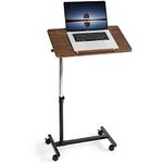 Tatkraft Gain Home Office Mobile Rolling Laptop Desk, Healthcare Overbed Bedside Table with Wheels, Suitable for 7-17" laptops, Adjustable Height 28 – 38 inch, Tabletop 360° Swivel and 160° Tilt