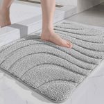 DEXI Bathroom Mat 40 x 60 cm, Non Slip Bath Mat, Absorbent Washable Bathroom Rug, Soft Microfiber Bath Mats for Bathroom Floor, Shower Room, Sink, Tub, Light Grey