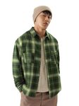 The Souled Store Plaid: Deep Forest Men and Boys Long Sleeve Button Front Regular Fit Utility Shirts Green Men's Checked Shirts for Plaid Checkered Casual Formal Men Classic Check Shirt for Men