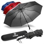 VAN BEEKEN Umbrella Windproof Strong - Umbrella Compact with Teflon, Black Wind Proof Umbrellas UK, Travel Umbrella for Men, Small Umbrellas for Women Handbag Size