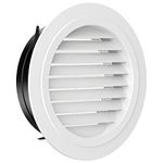 Hon&Guan 8 Inch Soffit Vent, Round Air Vent Exhaust Vent with Built-In Screen Mesh, Dryer Vent Cover for Kitchen, Bathroom, Cabinet, Office Ventilation (White)