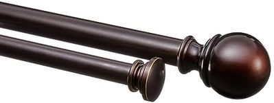 Amazon Basics 2,54 cm Double Curtain Rod with Round Finials, 183 to 366 cm, Bronze