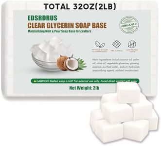 EDSRDRUS 2LB Unscented Glycerin Soap Base DIY Handmade Soap Moisturizing Melt and Pour Soap Base for Crafting, Vegetable Glycerin & Coconut Oil, Easy to Cut (White, 2LB)