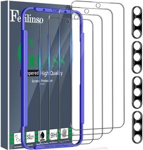 Ferilinso 4 Pack Screen Protector for Samsung Galaxy S24 Plus with 4 Pack Tempered Glass Camera Lens Protector Phone Case Friendly Accessories Protector de Pantalla for Samsung S24 Plus 6.7 INCH