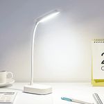 Battery operated table lamps,White small lamp With USB power cable,3 levels of brightness adjustment,Eye protection light,360° rotating gooseneck tube,Cordless table lamp,Bedside lamps,Led desk lamp